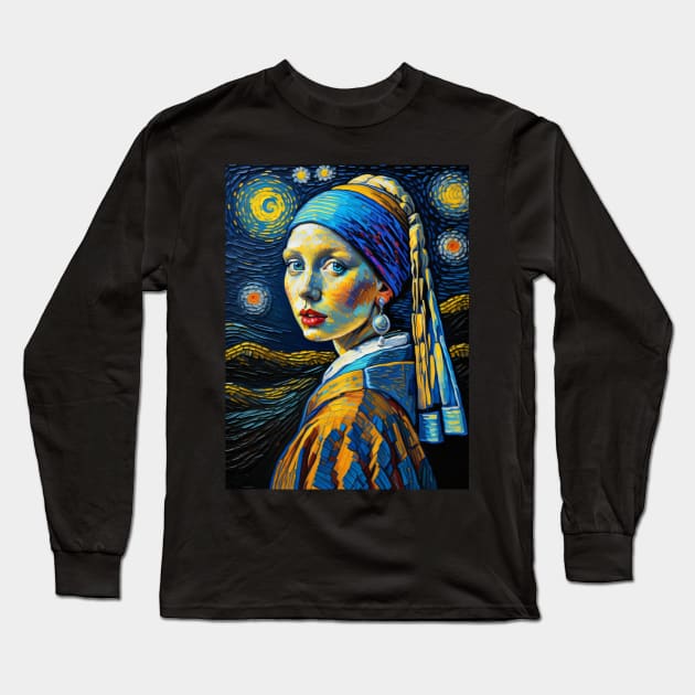 Girl with a Pearl earring Long Sleeve T-Shirt by FUN GOGH